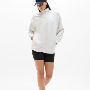 Athleta Forever Fleece 1/4 Zip Grey Fog Sweatshirt